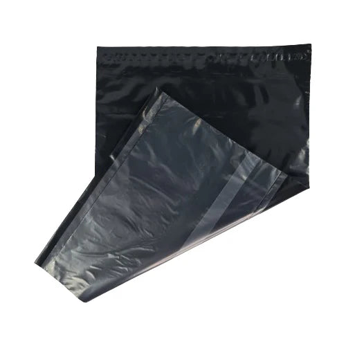 2XL Plain Black Plastic Courier Pouch with Pocket 100s